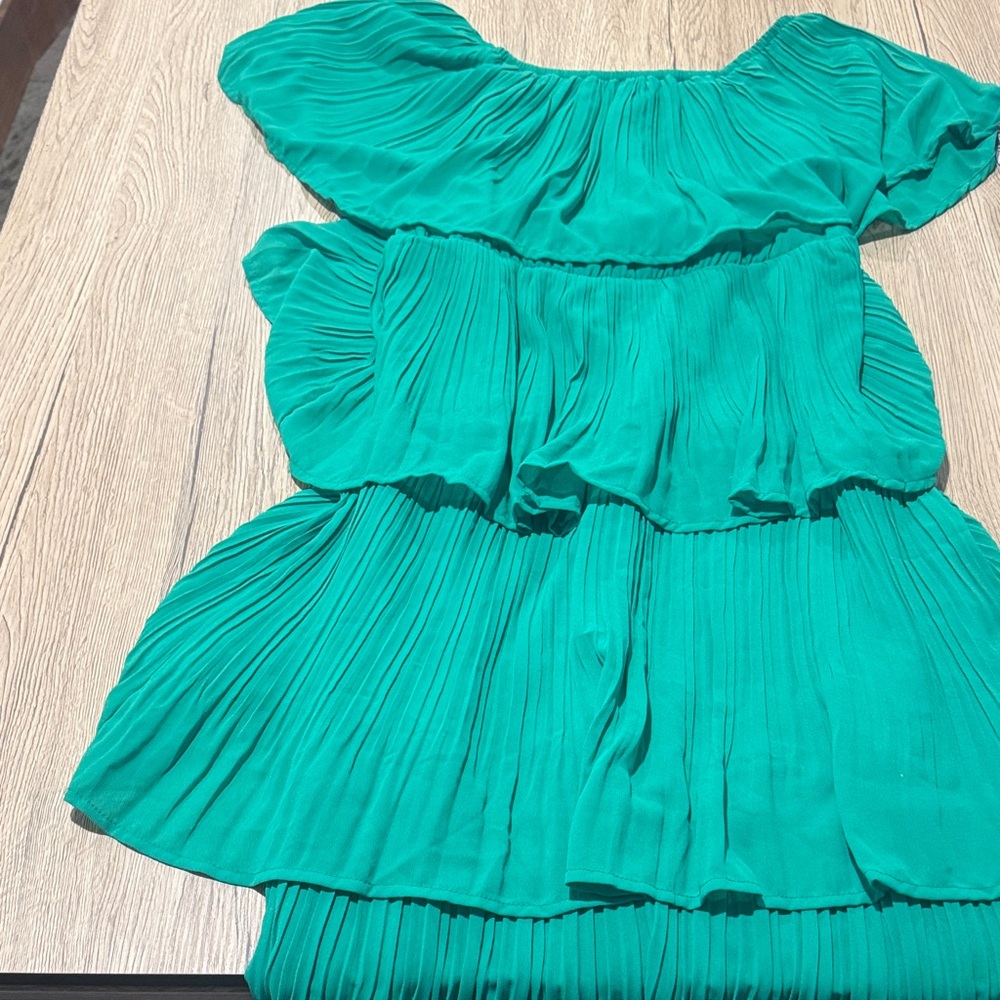 She + Sky Green Pleated Dress